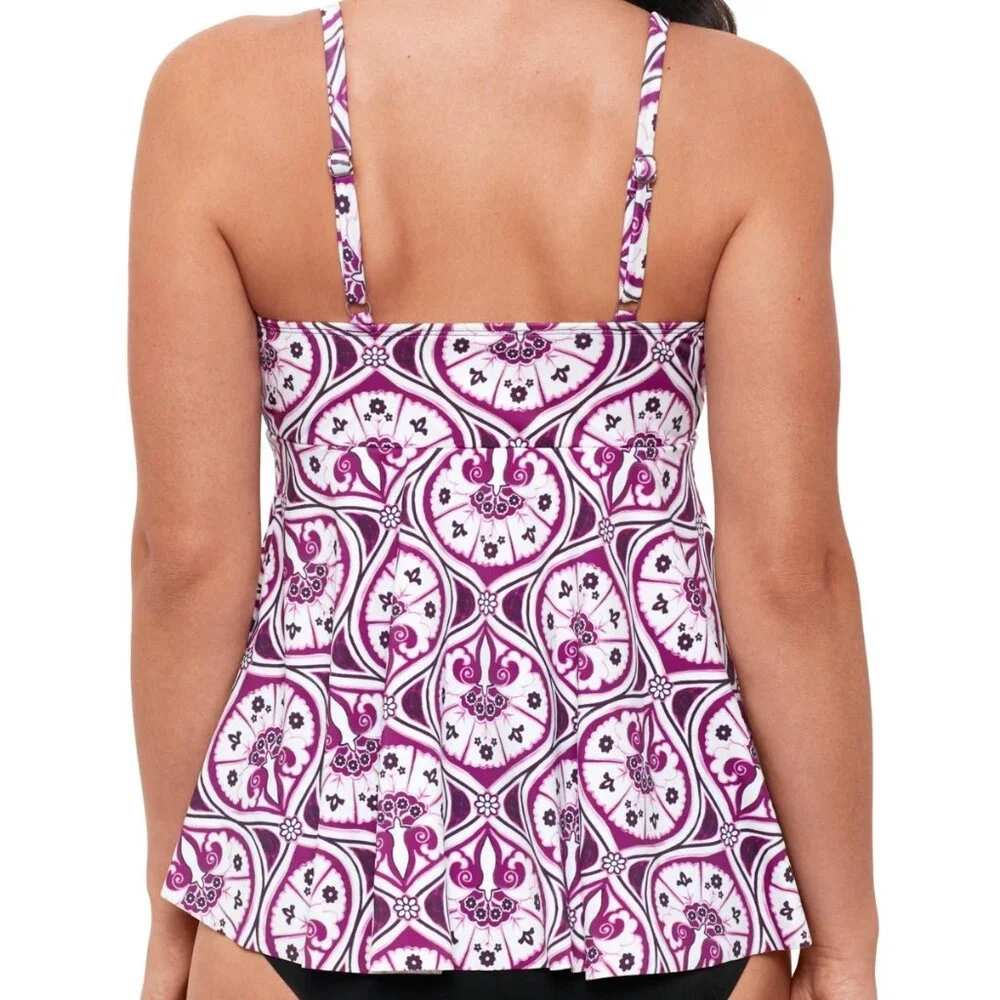 Swim Solutions Tiletale V-Neck Tankini Top - Picture 9 of 9